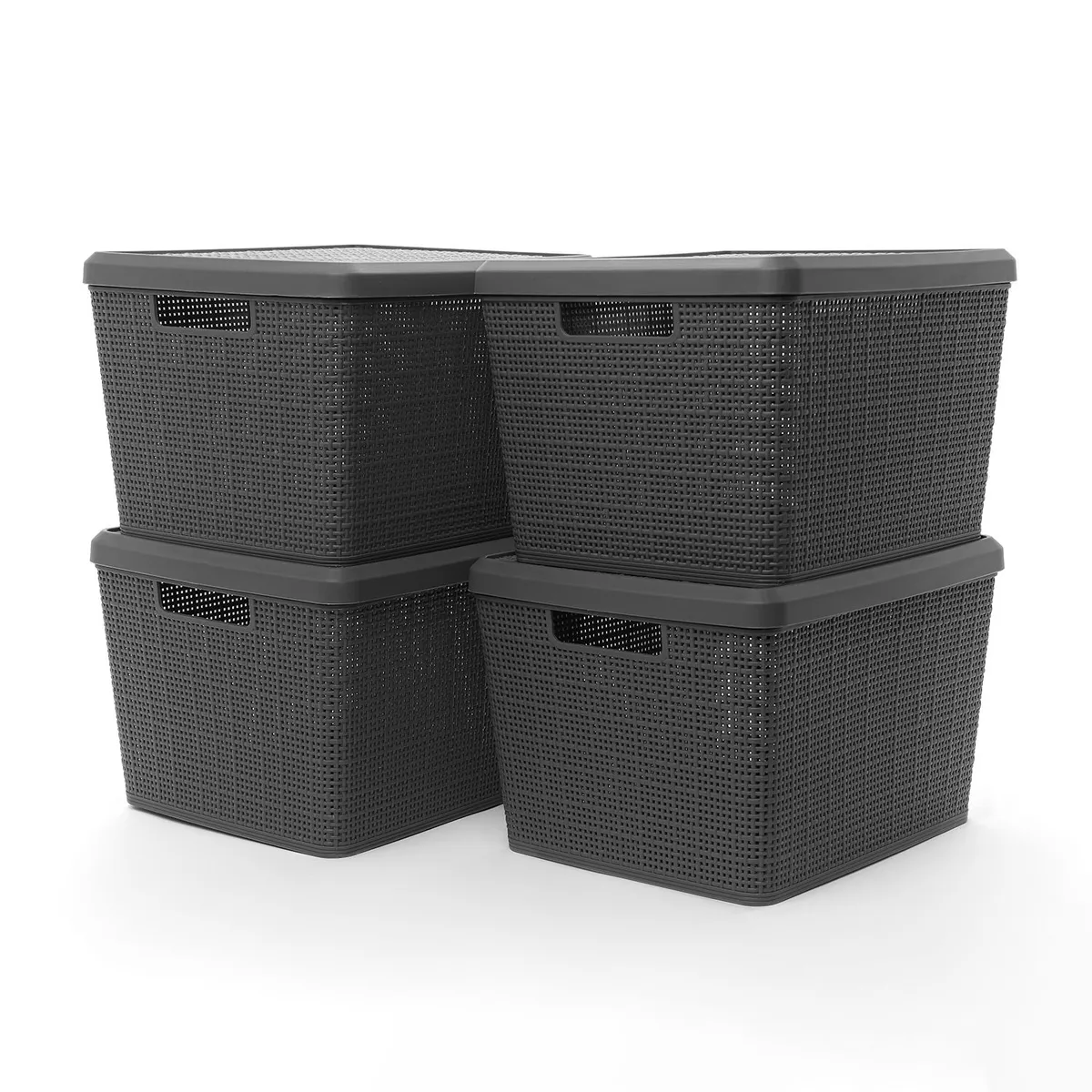 MICA - Set X4 Cajas Organizadoras De Rattan Plástico