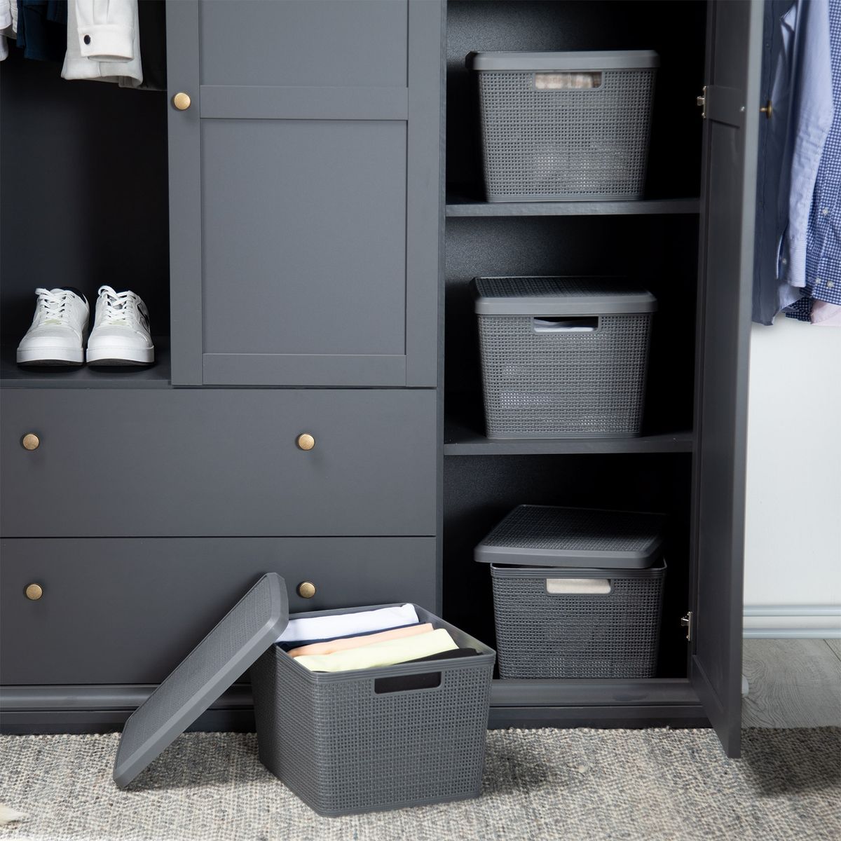 MICA - Set X4 Cajas Organizadoras De Rattan Plástico