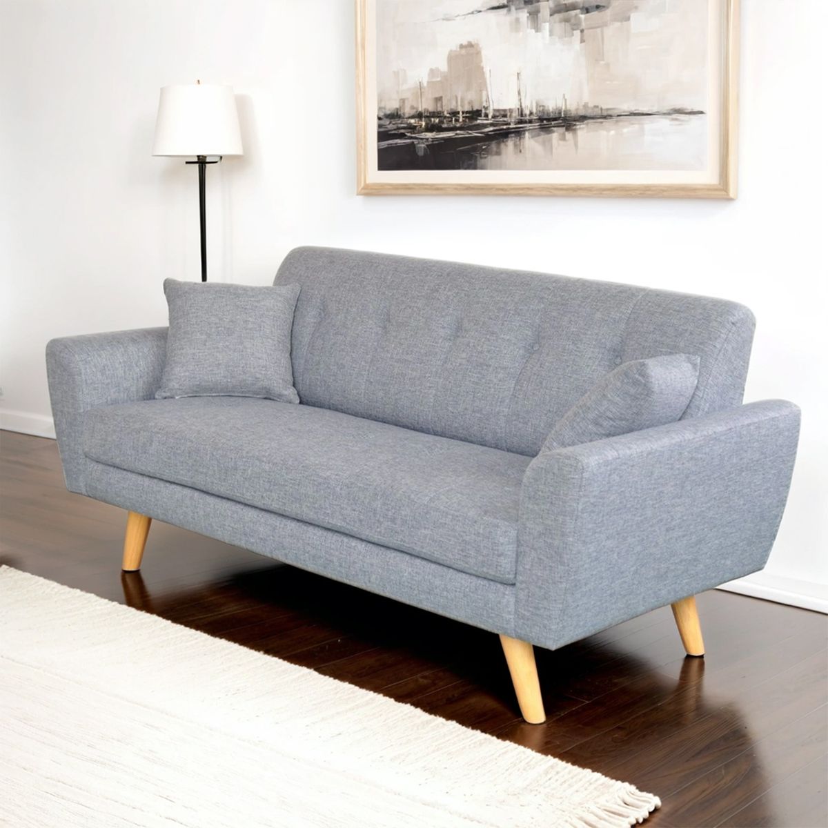 MICA - Sofá Selena 3 Cuerpos con Cojines Decorativos