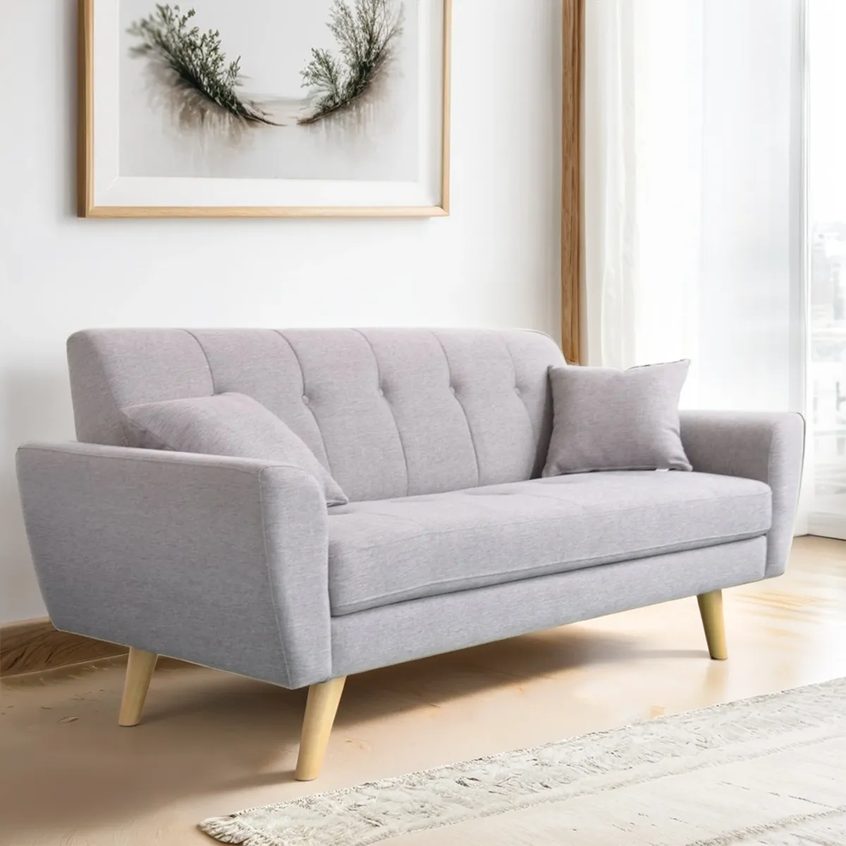 MICA - Sofá Selena 3 Cuerpos con Cojines Decorativos