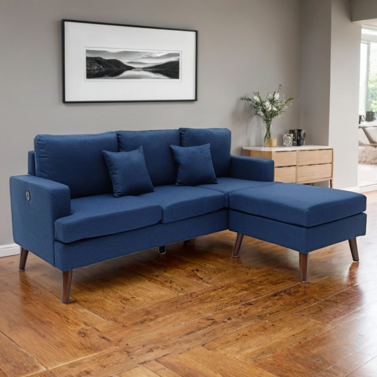 MICA - Seccional Houdini 4 Cuerpos Intercambiable con Cojines y Puerto USB