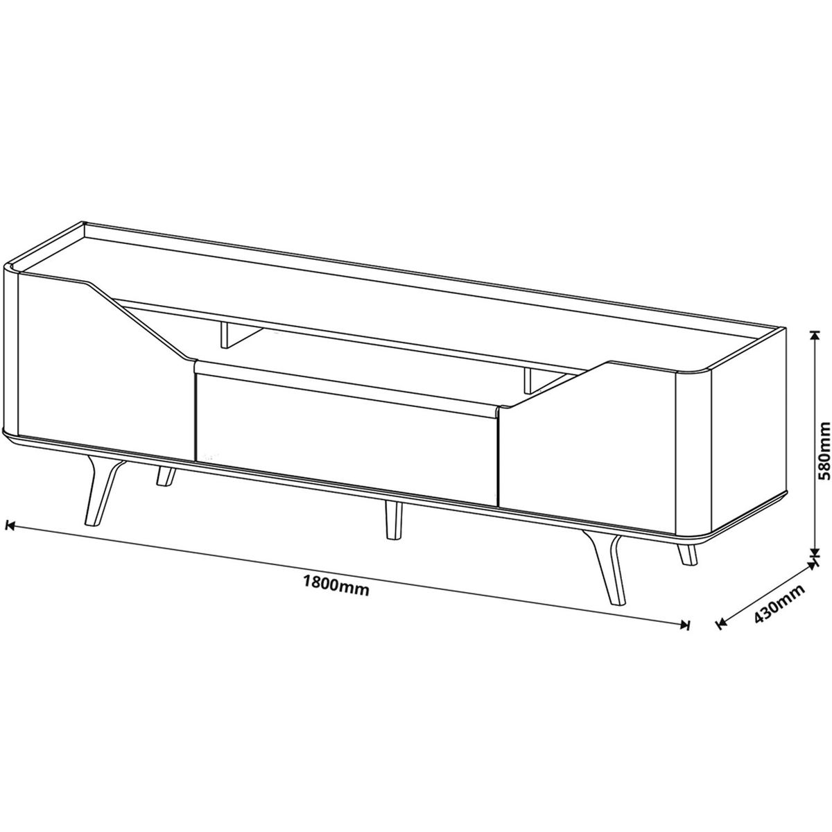 BASEMENT HOME - Mesa de TV Arc 65'' 2 Puertas 1 Cajón