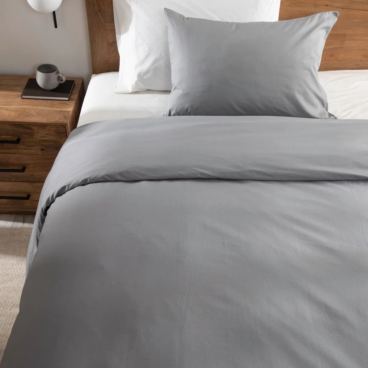 BASEMENT HOME - Funda Plumón 100% Algodón 200 Hilos Gris