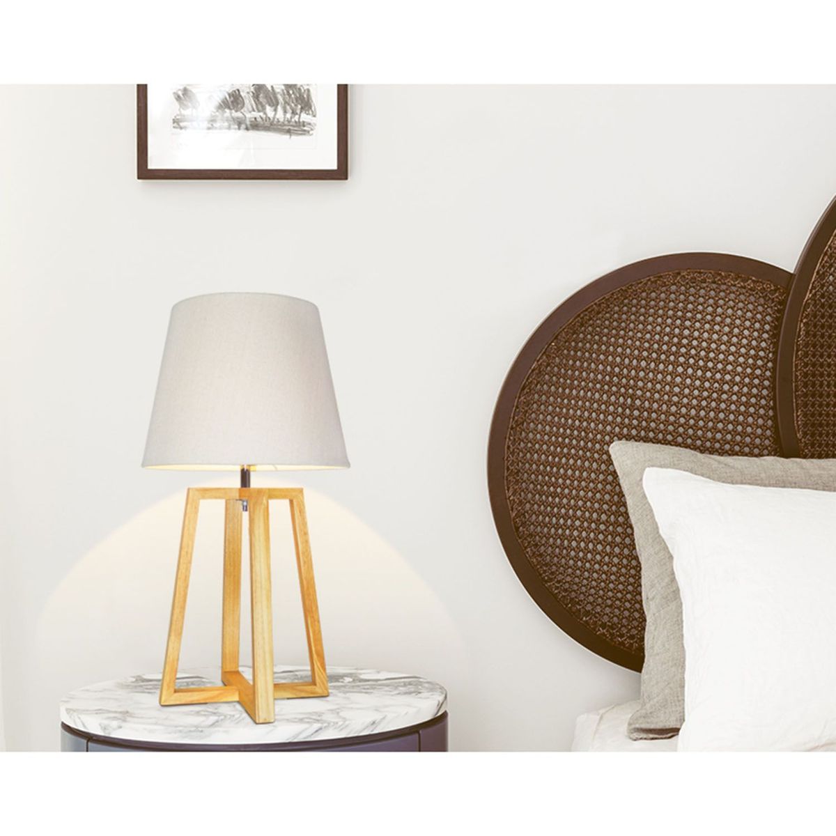 BASEMENT HOME - Lámpara de Mesa Base Madera 68Cm