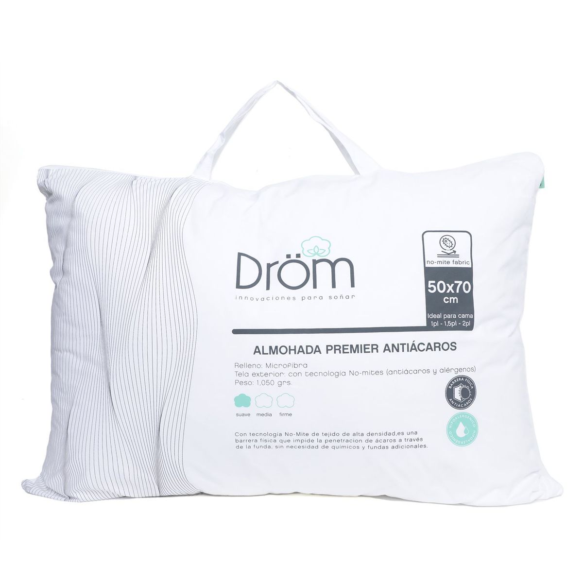 DROM - Almohada Drom Premier Antiácaros 50X70Cm Microfibra