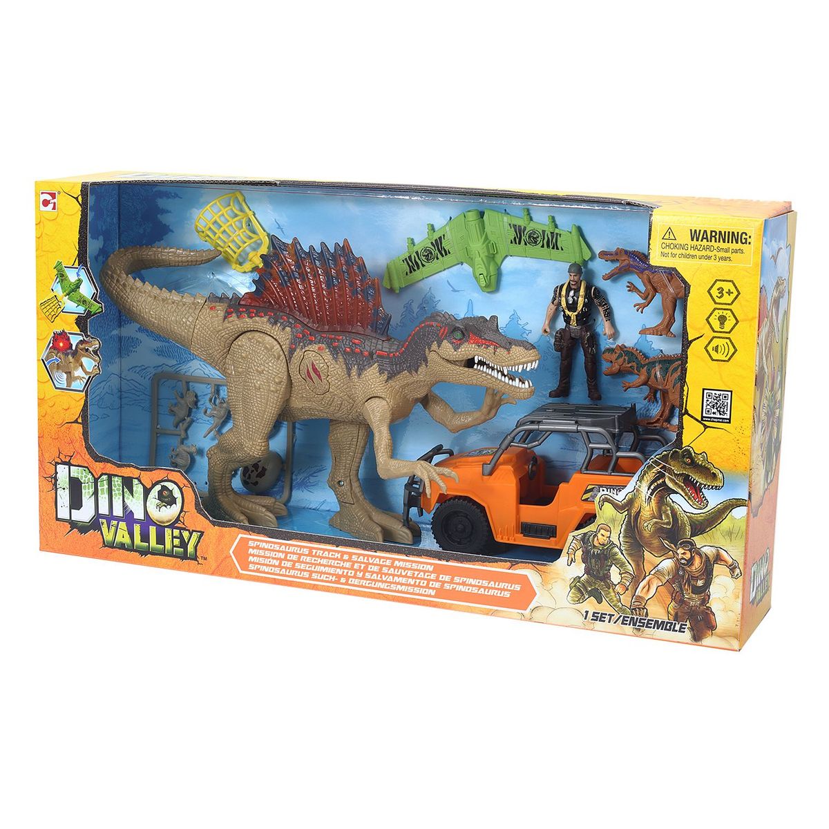 DINO VALLEY - Set de Dinosaurio con 2 Vehículos