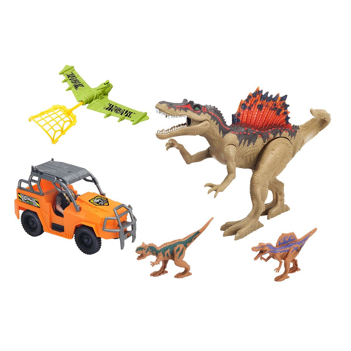 DINO VALLEY - Set de Dinosaurio con 2 Vehículos