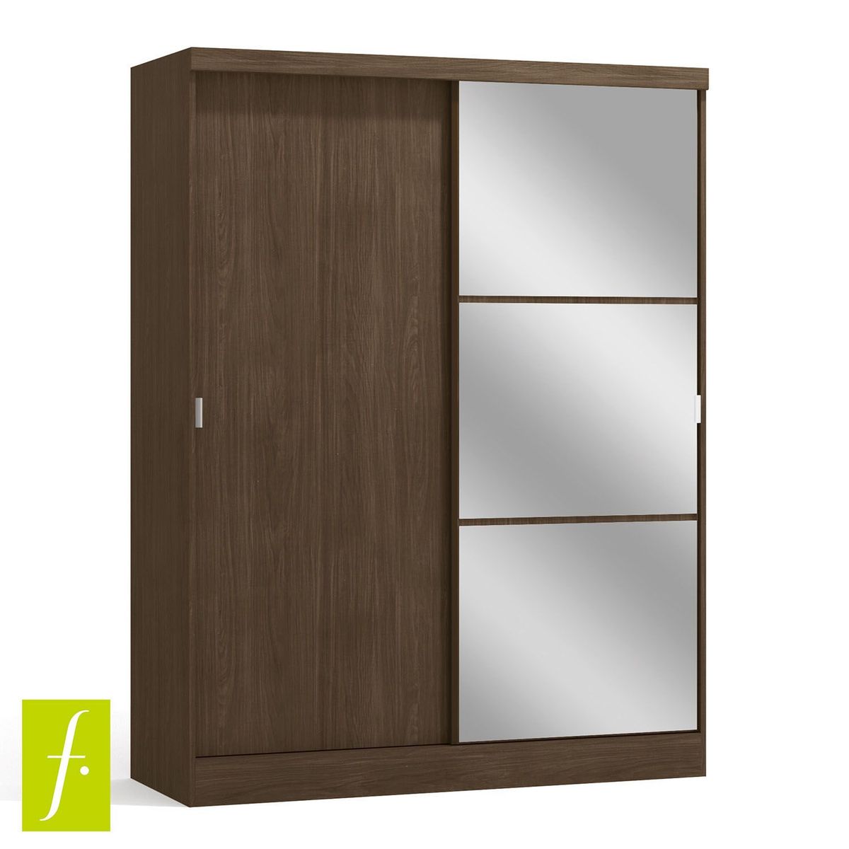 MICA - Ropero Acai 2 Puertas Corredizas 2 Cajones con Espejo