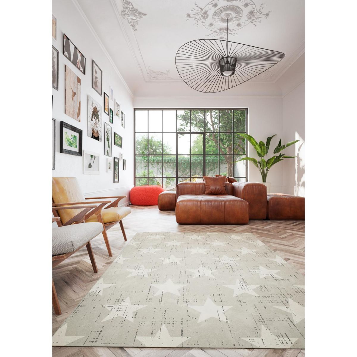 MICA - Alfombra Infantil Estrellas Gris