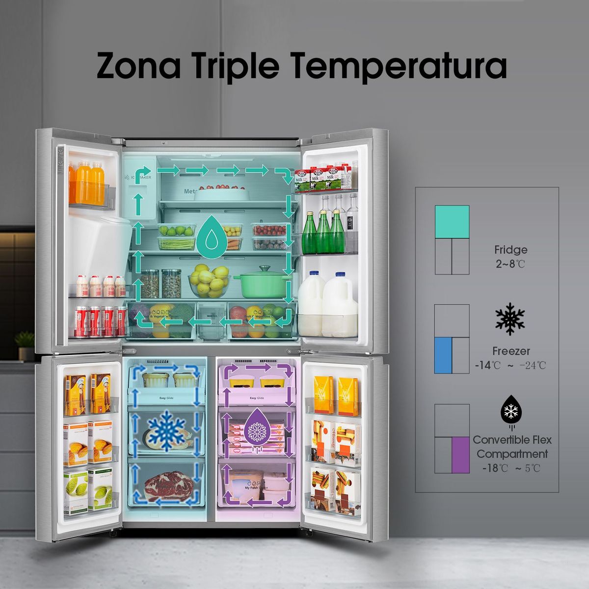 HISENSE - Refrigeradora Hisense French Door 540Lt