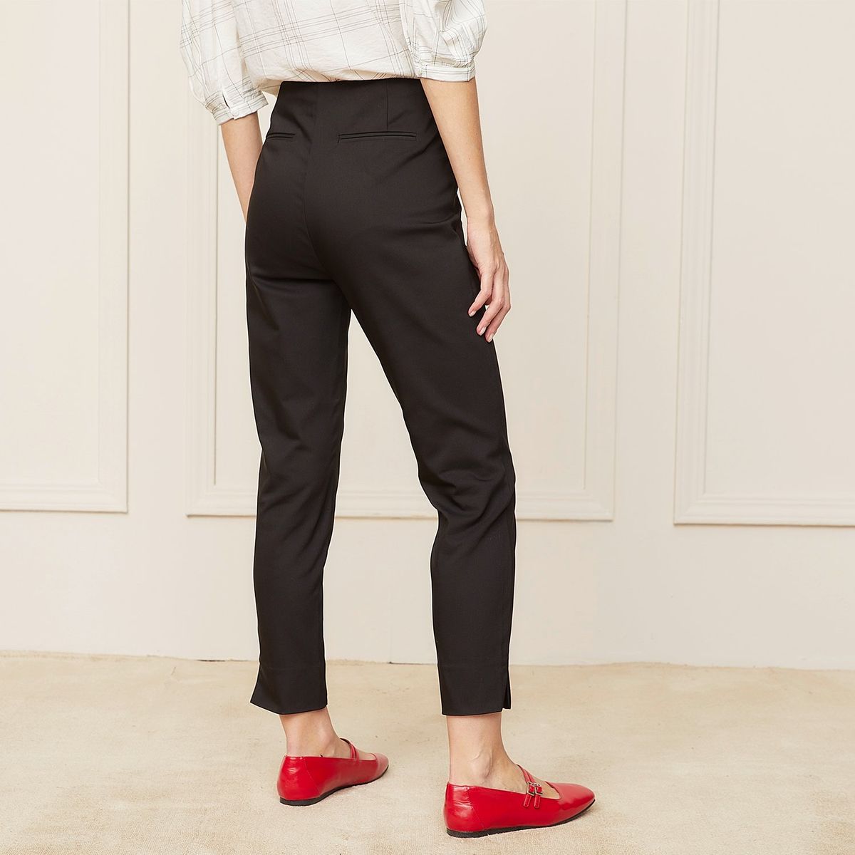 BASEMENT - Pantalon Straight Tiro Alto Mujer Basement