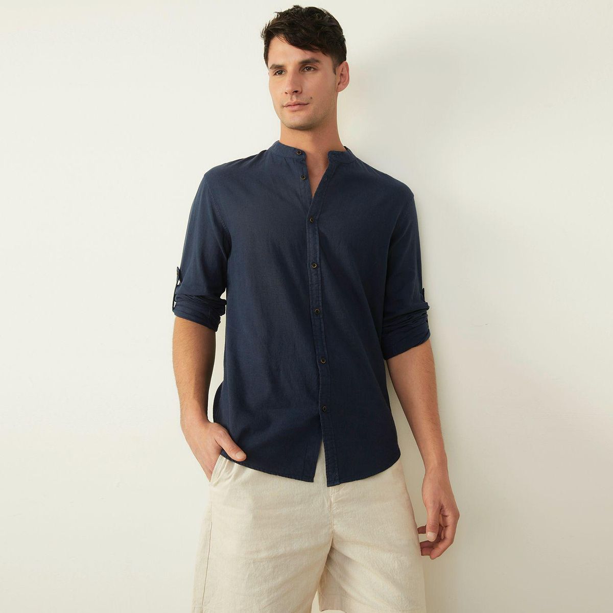 BASEMENT - Camisa Lino Hombre Basement