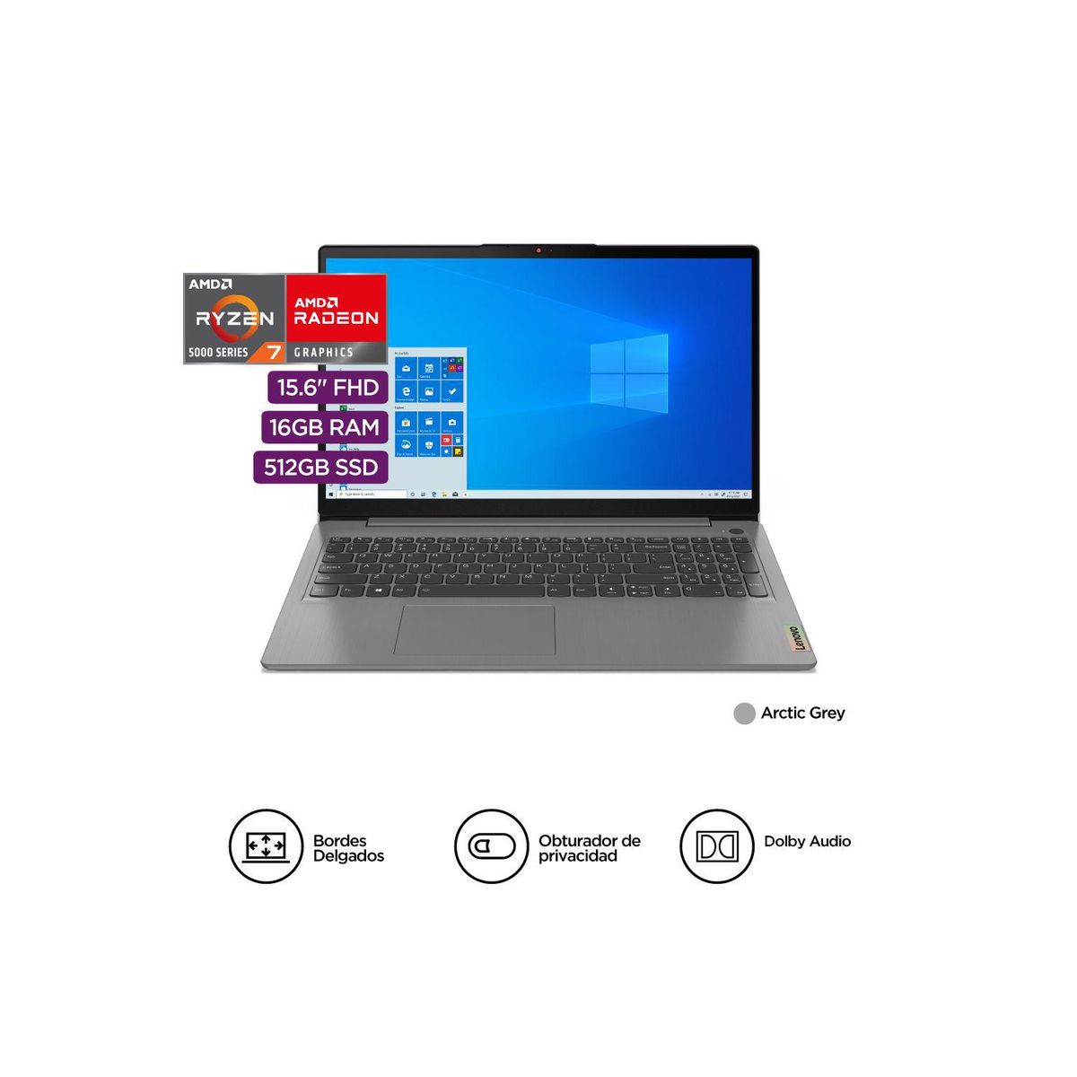 LENOVO - Laptop Lenovo Ryzen 7 16GB 512GB IdeaPad 3i Seria 5700U 15.6"