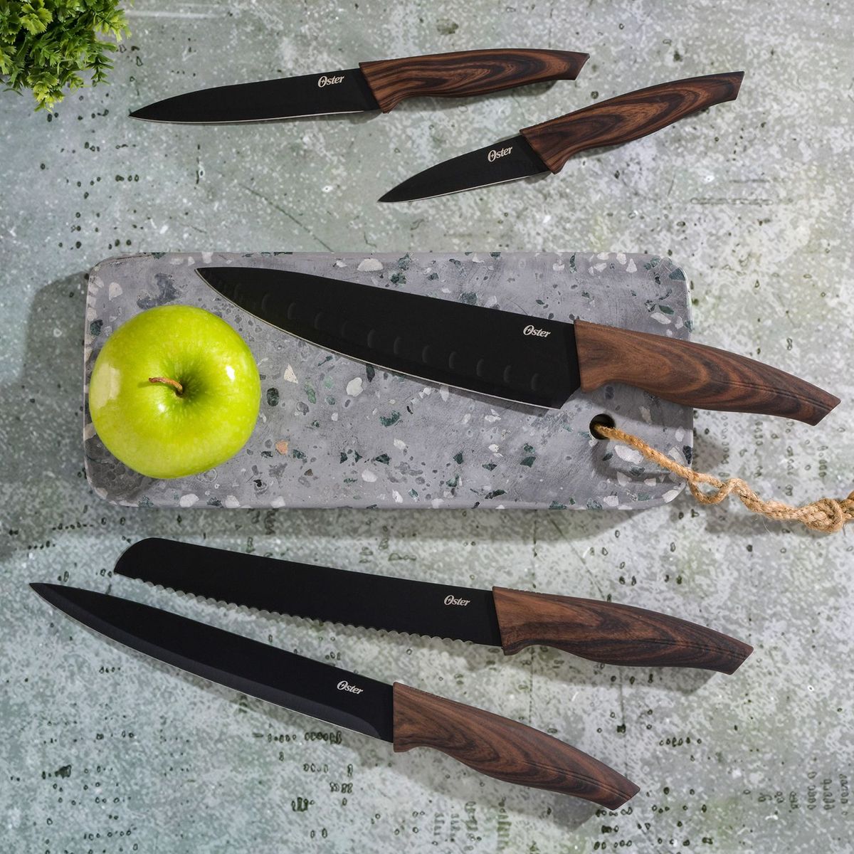 OSTER - Juego de Cuchillos 5 Piezas Madera Oster