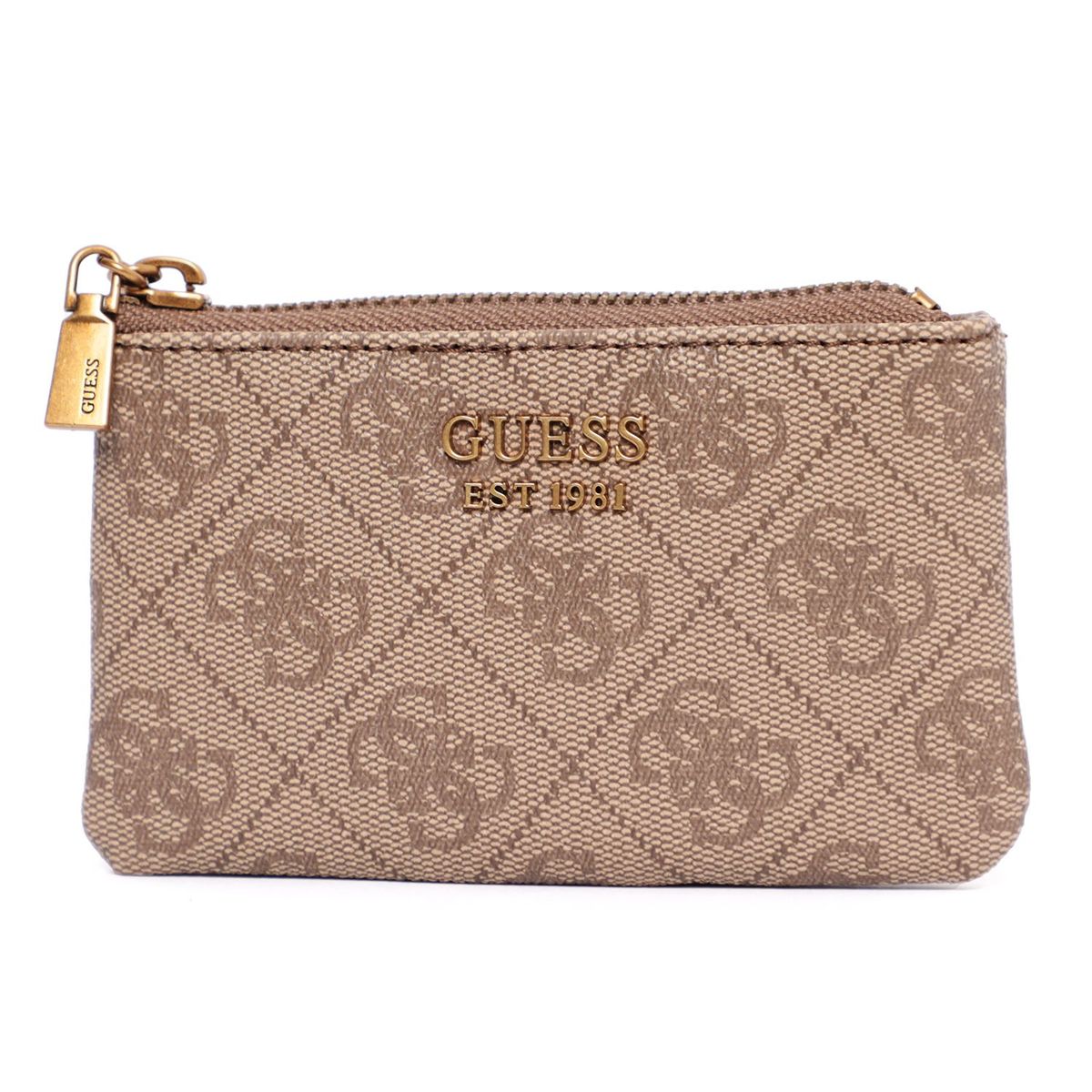 GUESS - Billetera Laurel Slg Zip Pouch Cafe Claro Logo St