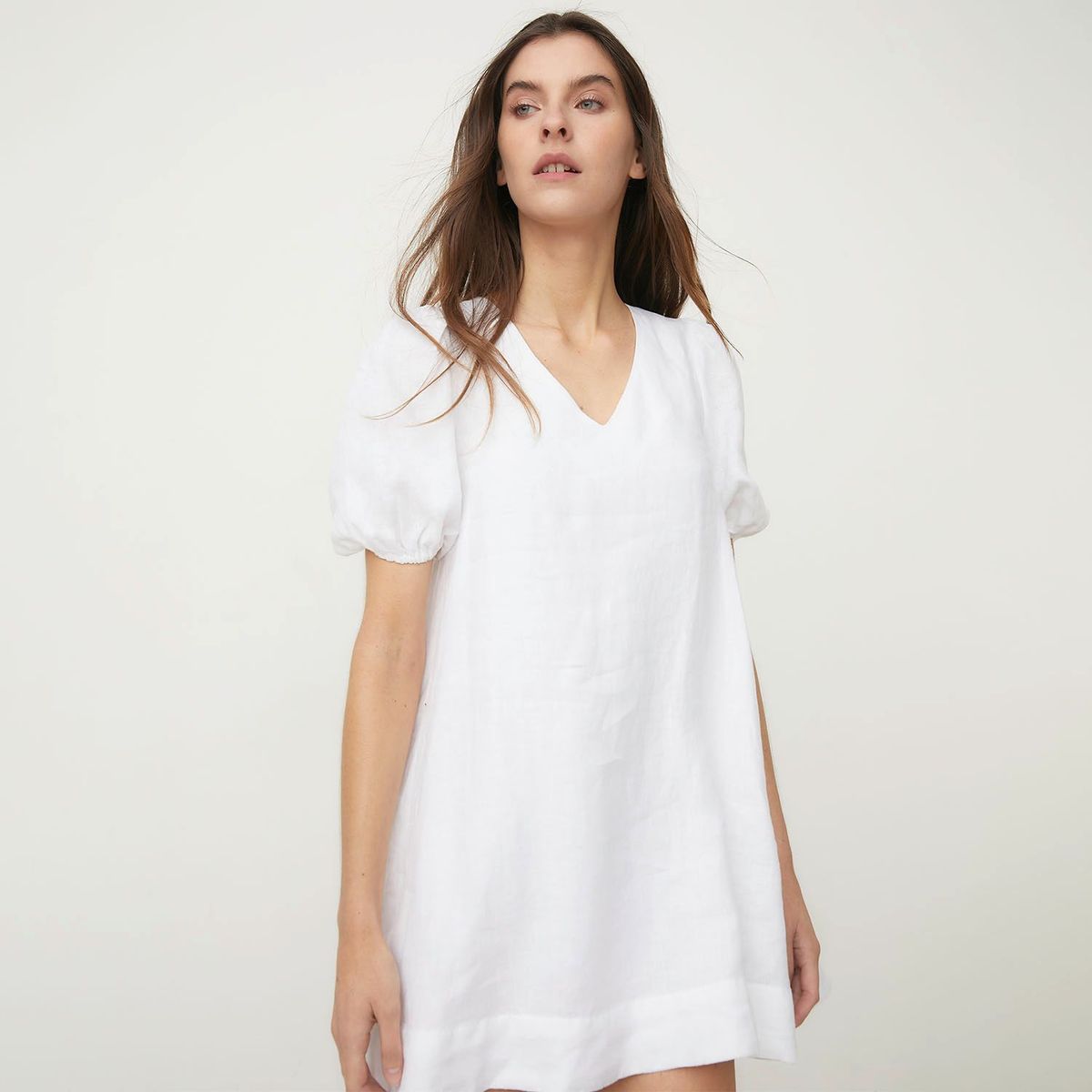 BASEMENT - Vestido MIDI Casual Lino Mujer Basement