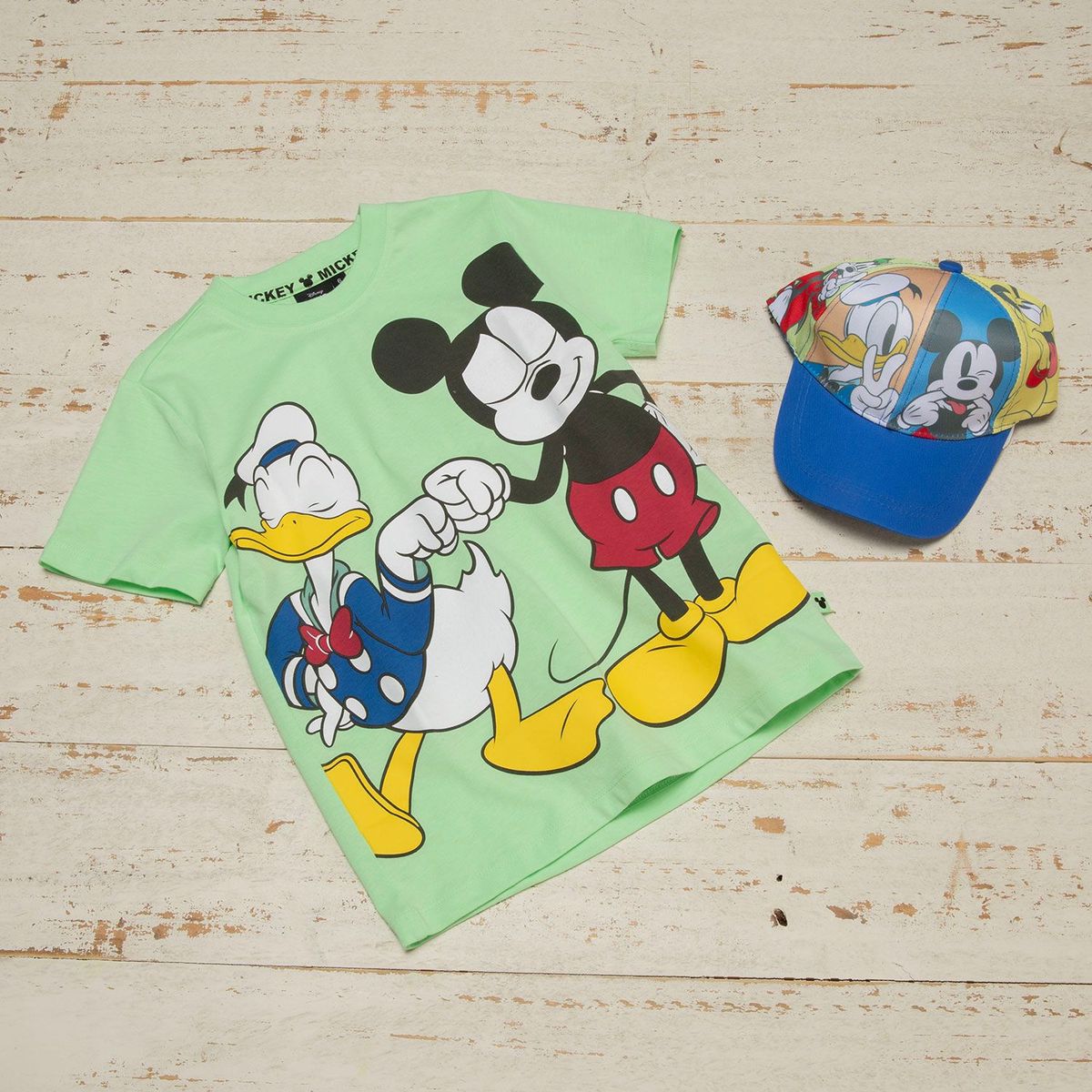 STD CHARACTERS - Polo Niño Algodón Manga Corta + Gorro Mickey Disney