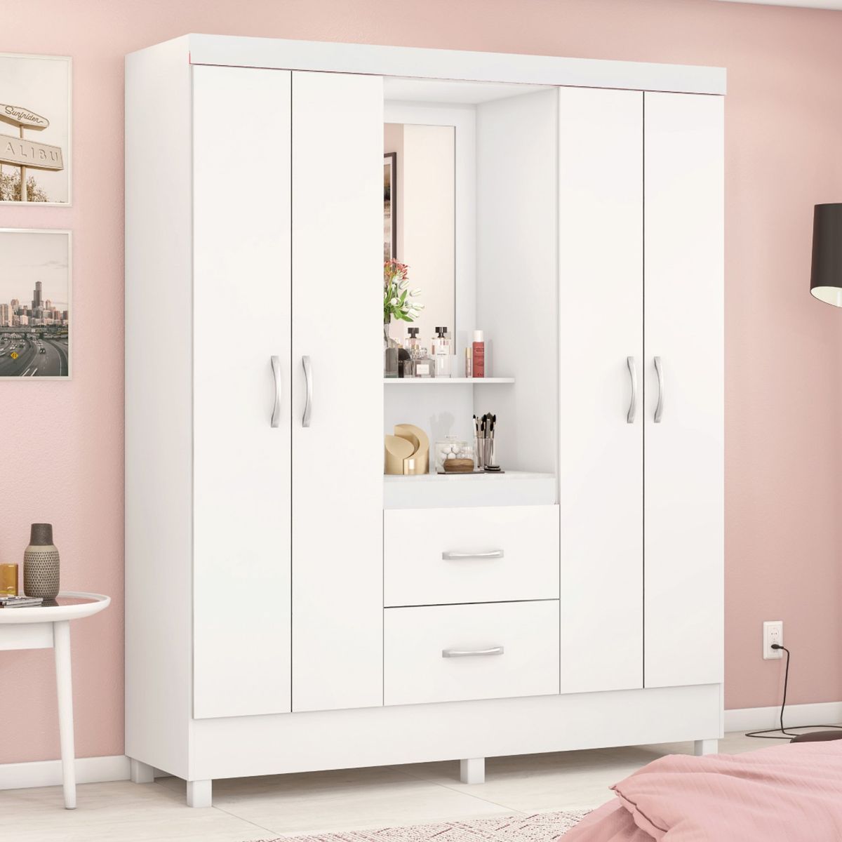 MICA - Ropero Brescia 4 Puertas 2 Cajones