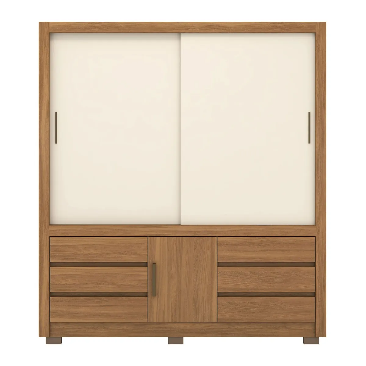 MICA - Ropero Reversible Matera 2 Puertas Corredizas 6 Cajones