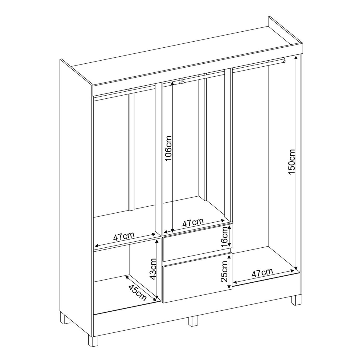 MICA - Ropero Siena 6 Puertas 2 Cajones