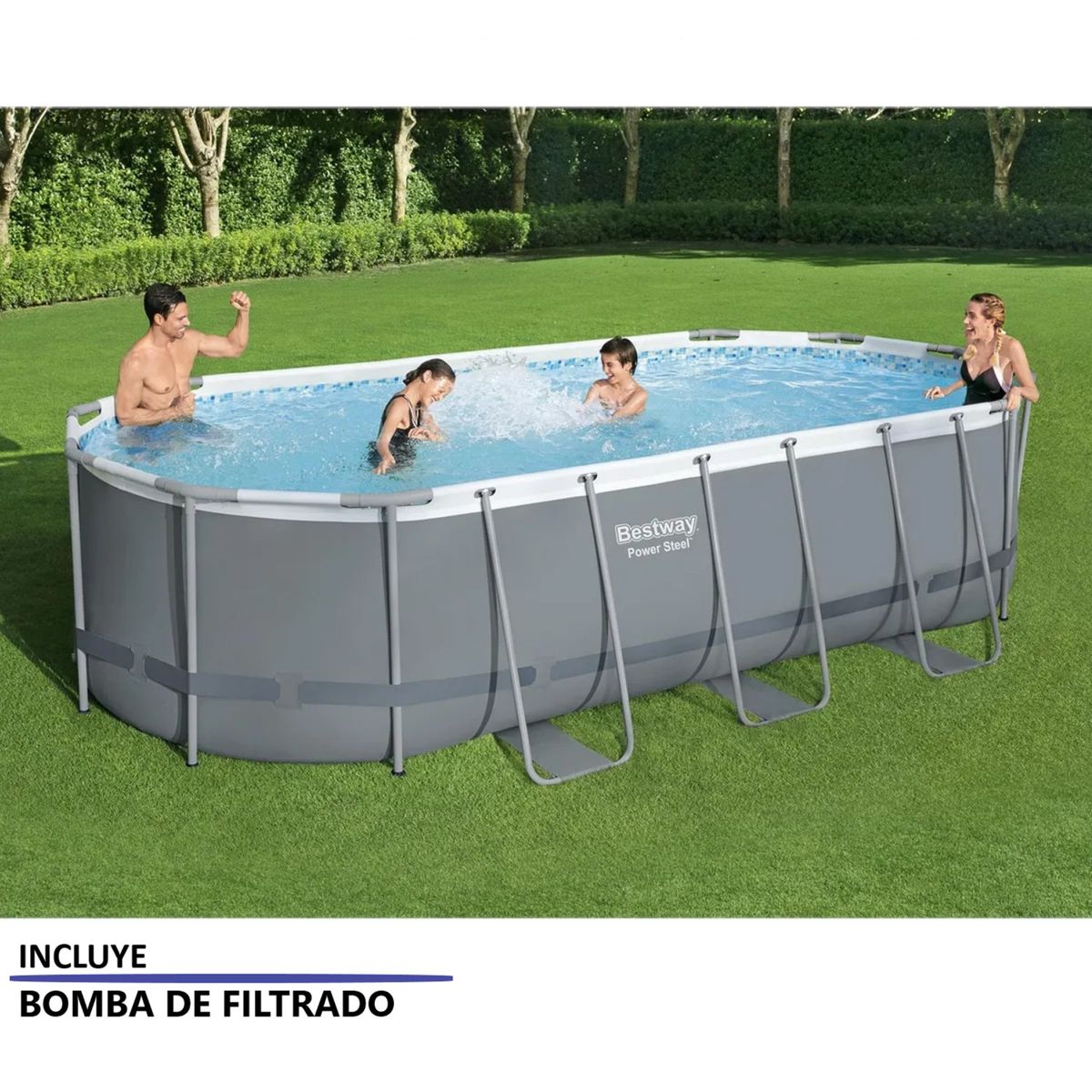 BESTWAY - Piscina Power Steel Pro Oval 5.49m X 2.74m Bestway Con Bomba de Filtrado