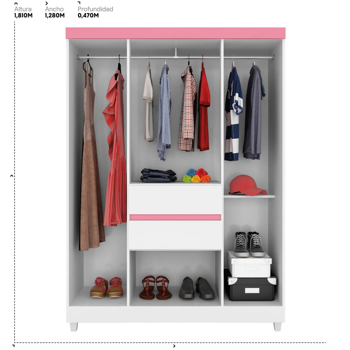 MICA - Ropero Trento 6 Puertas 2 Cajones