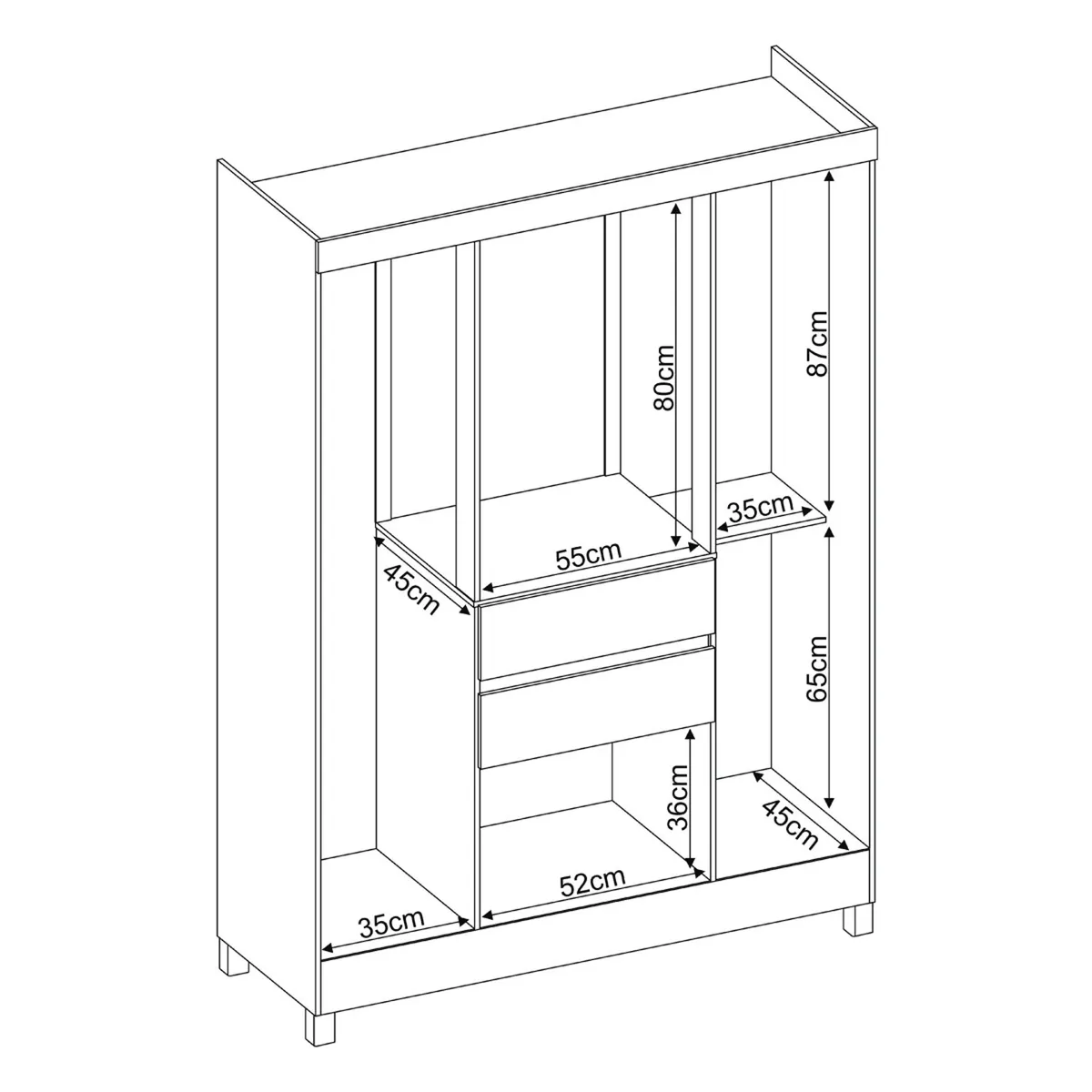 MICA - Ropero Trento 6 Puertas 2 Cajones