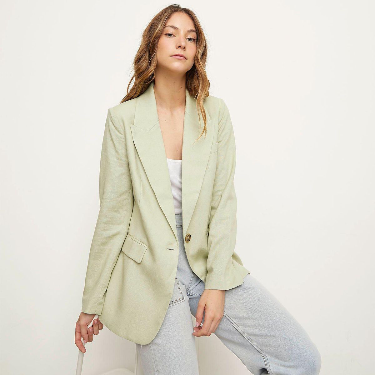 SYBILLA - Blazer Casual Lino Mujer Sybilla