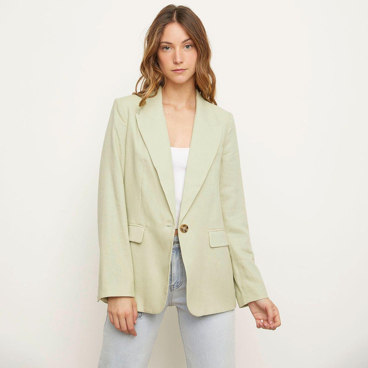 SYBILLA - Blazer Casual Lino Mujer Sybilla