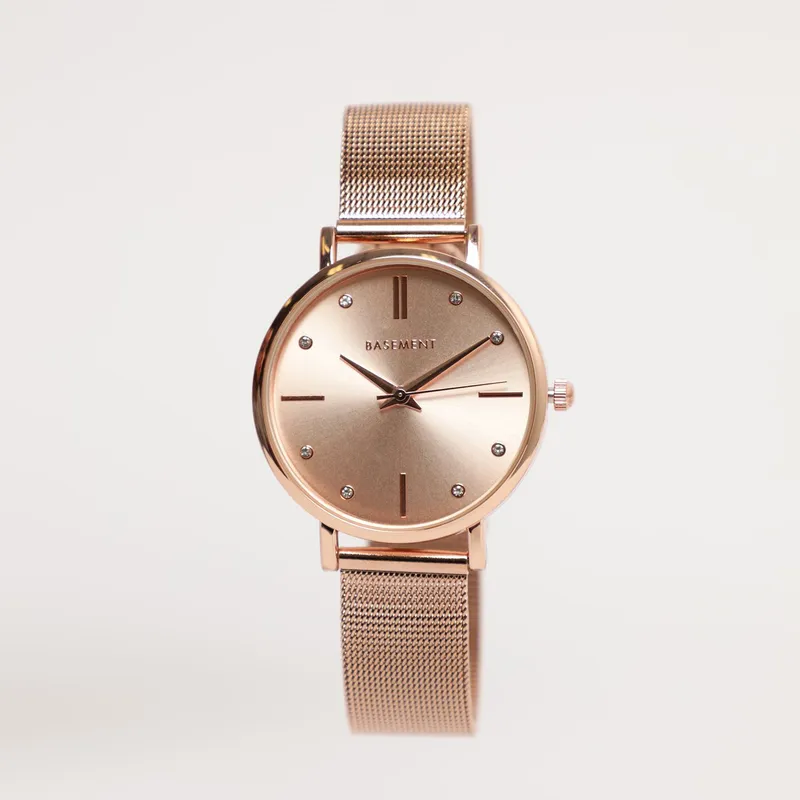 BASEMENT - Reloj Basement Mujer Mesh Oro Rosa