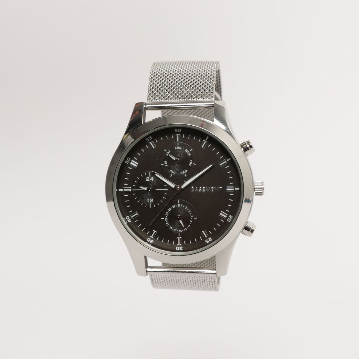 BASEMENT - Reloj Basement Mesh Plateado