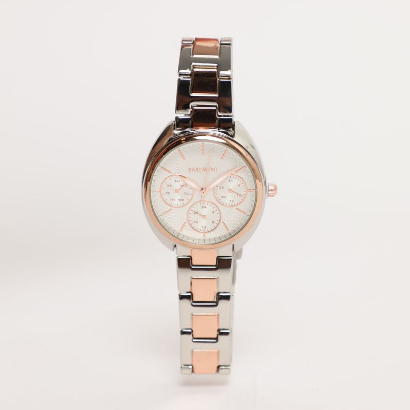 BASEMENT - Reloj Basement Mujer Metal Plateado Y Oro Rosa