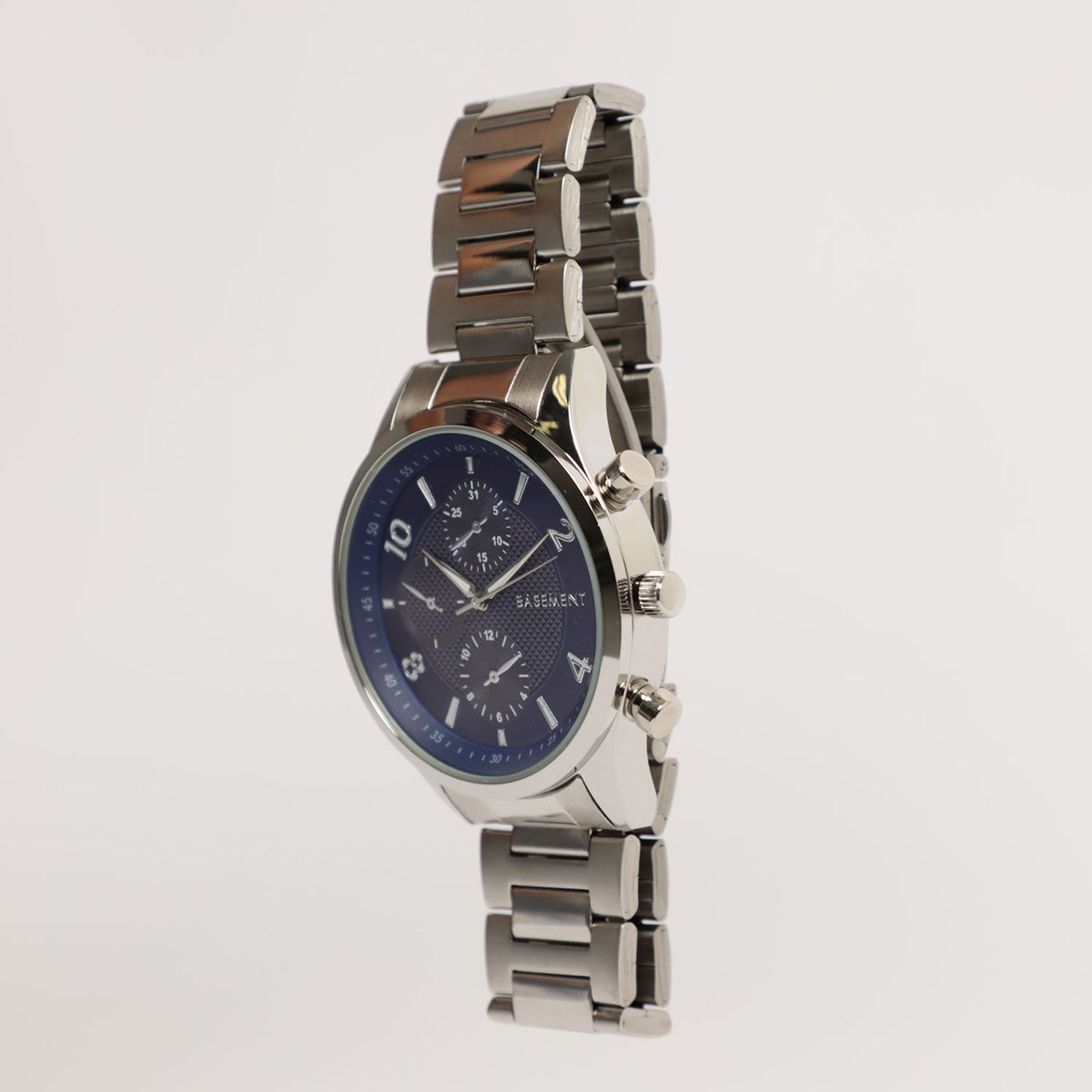 BASEMENT - Reloj Basement Metal Plateado Y Azul