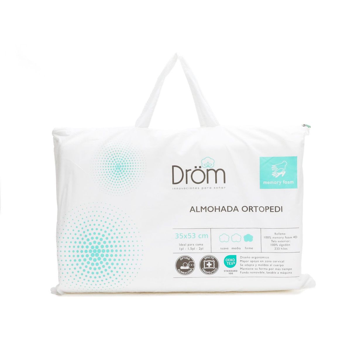 DROM - Almohada Viscoelástica Cervical Ortopedi Estándar 35x53cm