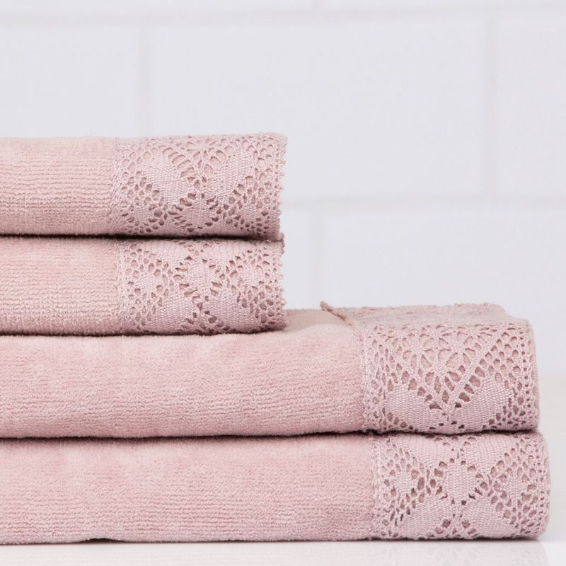 ROBERTA ALLEN - Set x2 Toallas Visita Encaje 100% Algodón