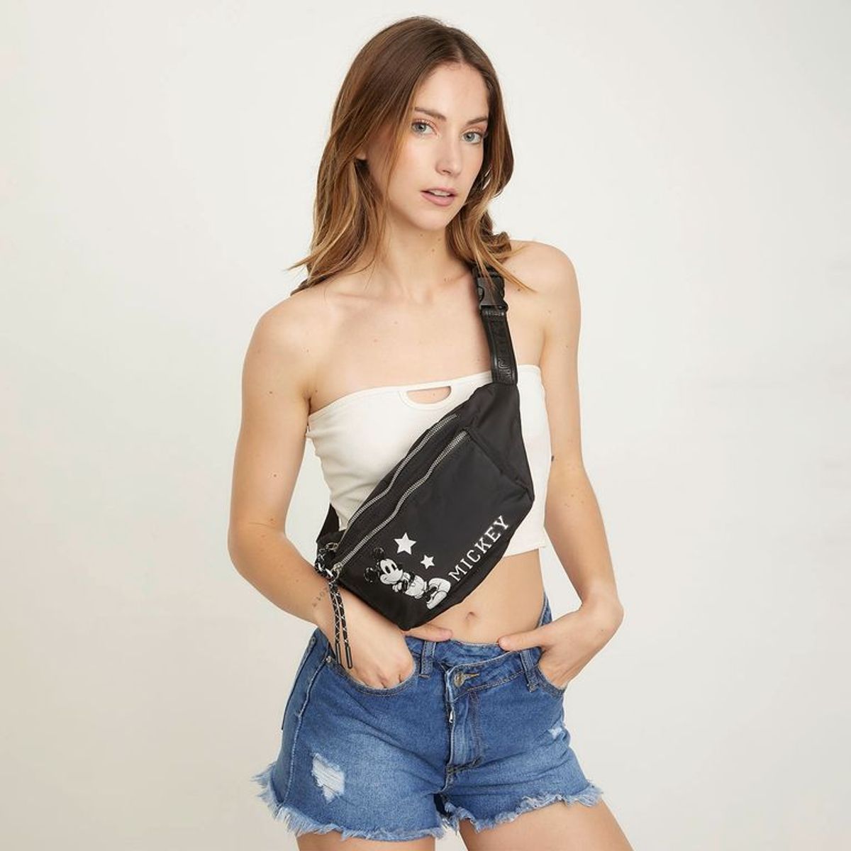 DISNEY - Riñonera Mickey Negra Disney
