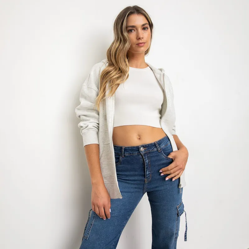 SYBILLA - Polera Sybilla Mujer Algodón con Cierre y Gorro