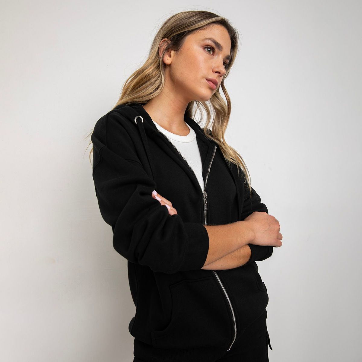 SYBILLA - Polera Sybilla Mujer Algodón con Cierre y Gorro