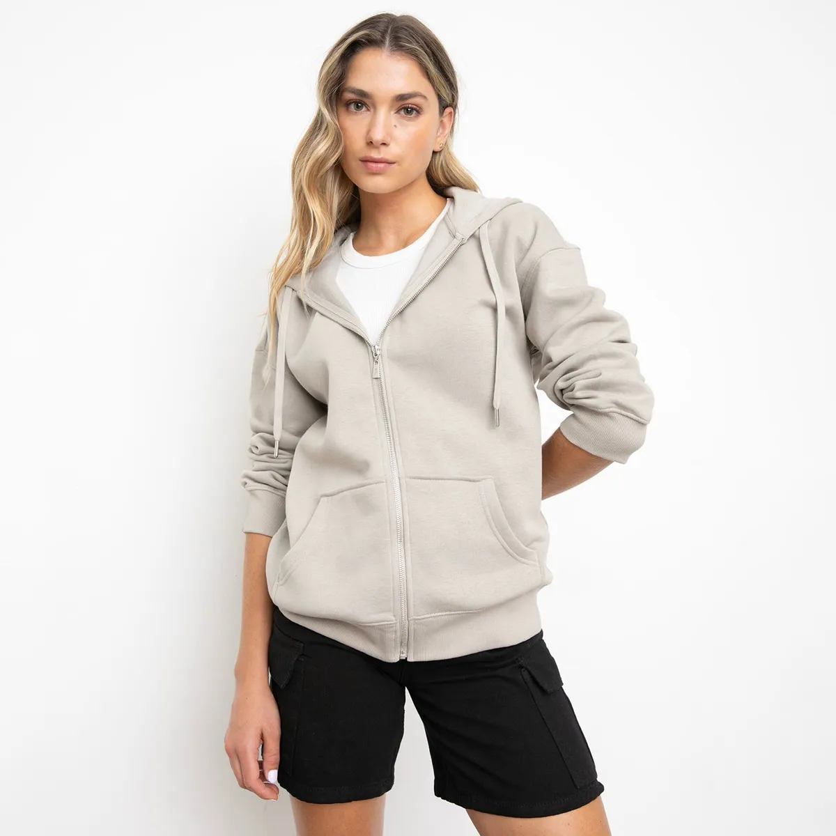 SYBILLA - Polera Sybilla Mujer Algodón con Cierre y Gorro