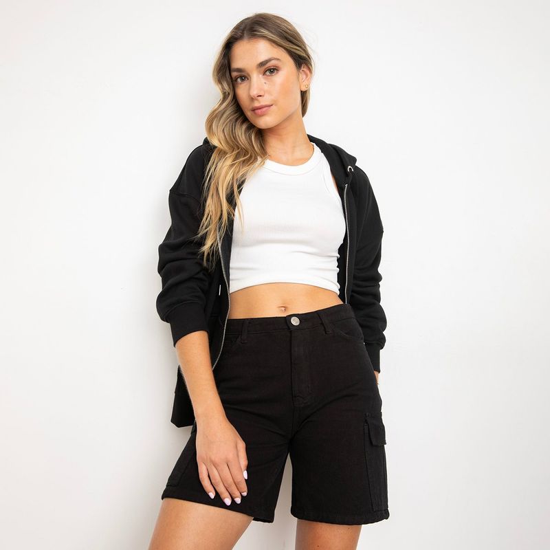 SYBILLA - Polera Sybilla Mujer Algodón con Cierre y Gorro