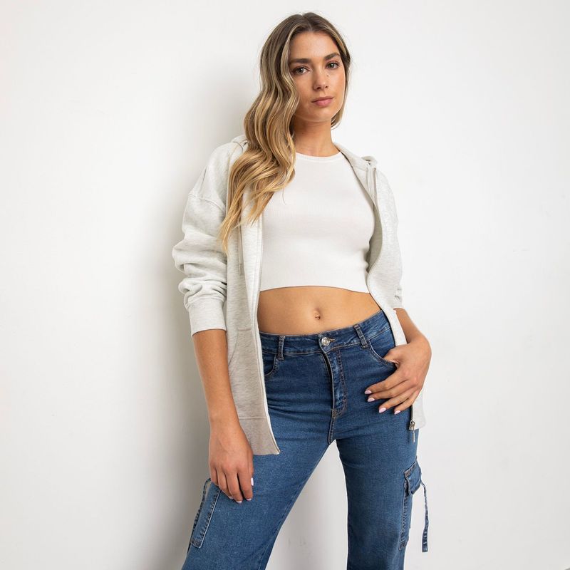 SYBILLA - Polera Sybilla Mujer Algodón con Cierre y Gorro