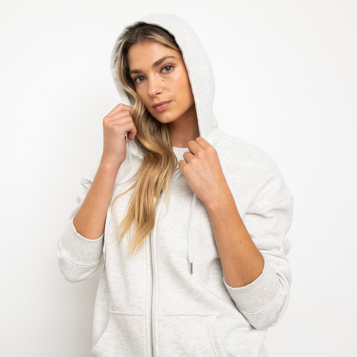 SYBILLA - Polera Sybilla Mujer Algodón con Cierre y Gorro