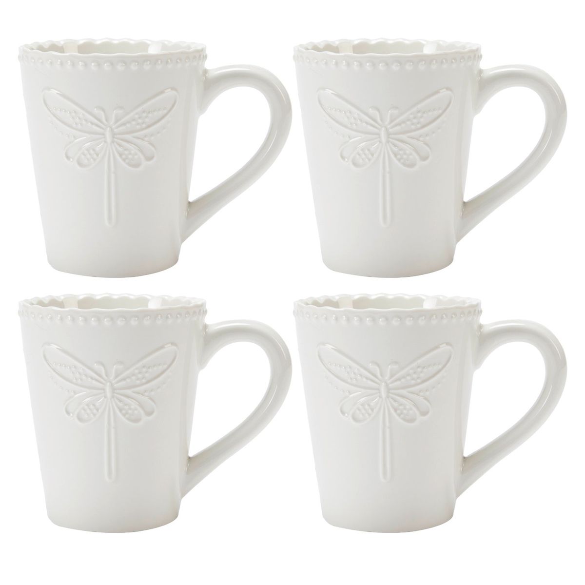 ROBERTA ALLEN - Set x4 Tazas Porcelana 400 ml Libélula