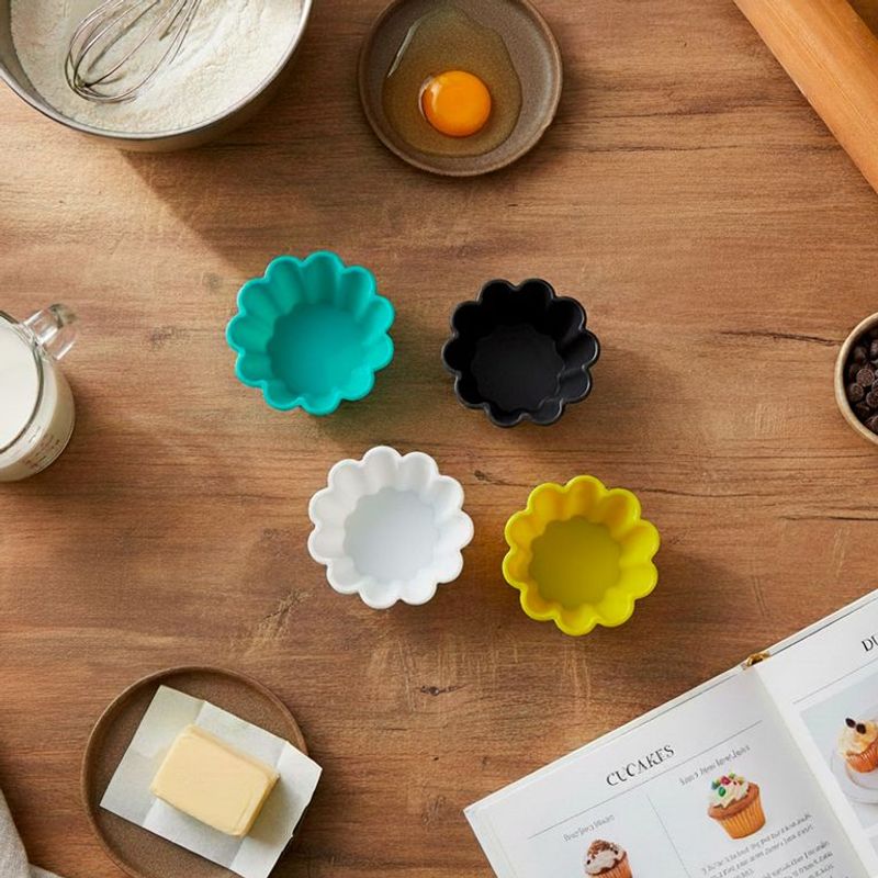 MICA - Set X4 Moldes Cupcake Silicona Flores Mica
