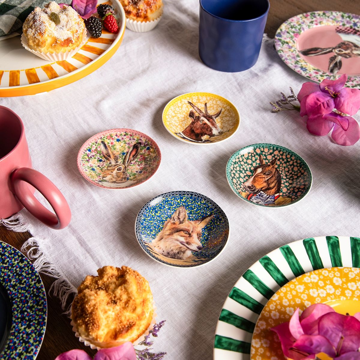  - Set X4 Platos Animales Market Vintage