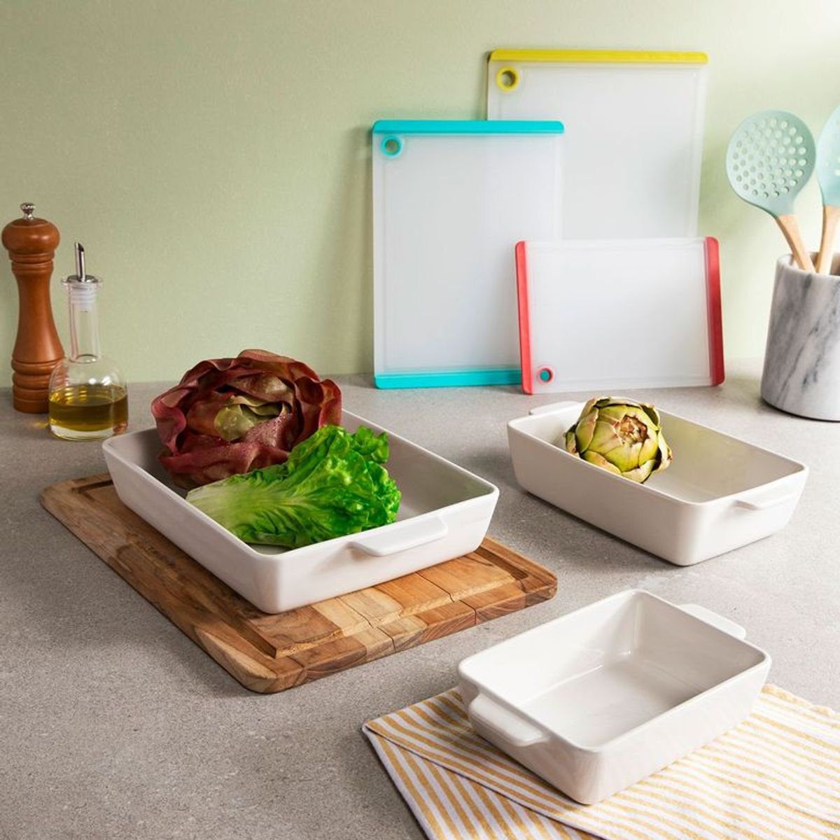 MICA - Set X3 Fuentes Ceramica Blanca Mica