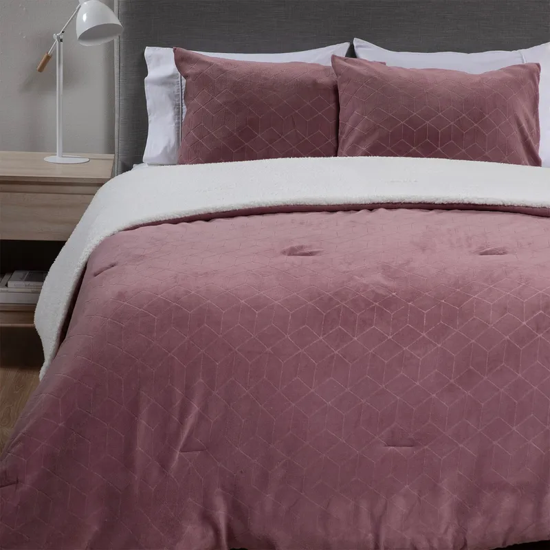 MICA - Cubrecama Coral Con Sherpa Mica