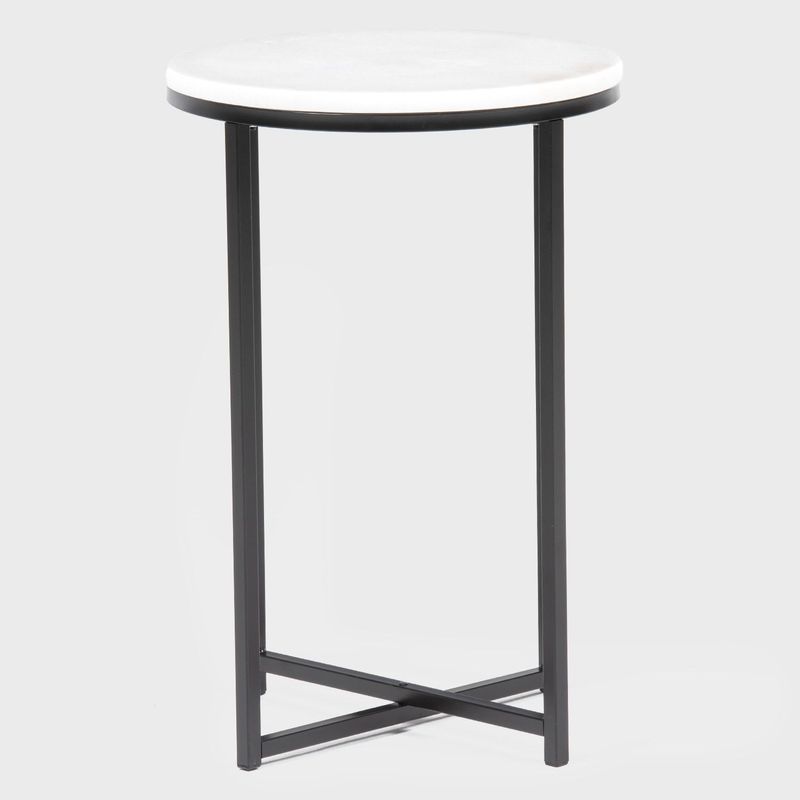 MICA - Mesa Auxiliar Redonda de Marmol 40x60cm