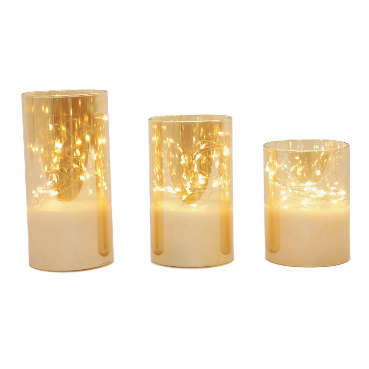 MICA - Set3 Velas Led Vidrio Warm Wire