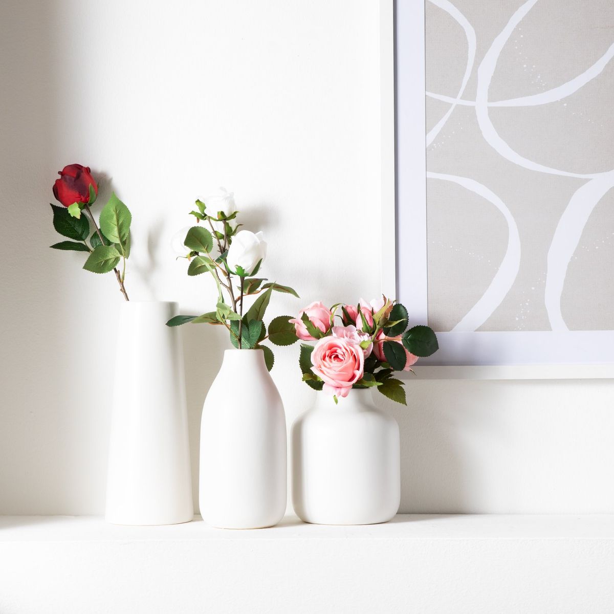 MICA - Flor Decorativa Rosa Blanca 42cm